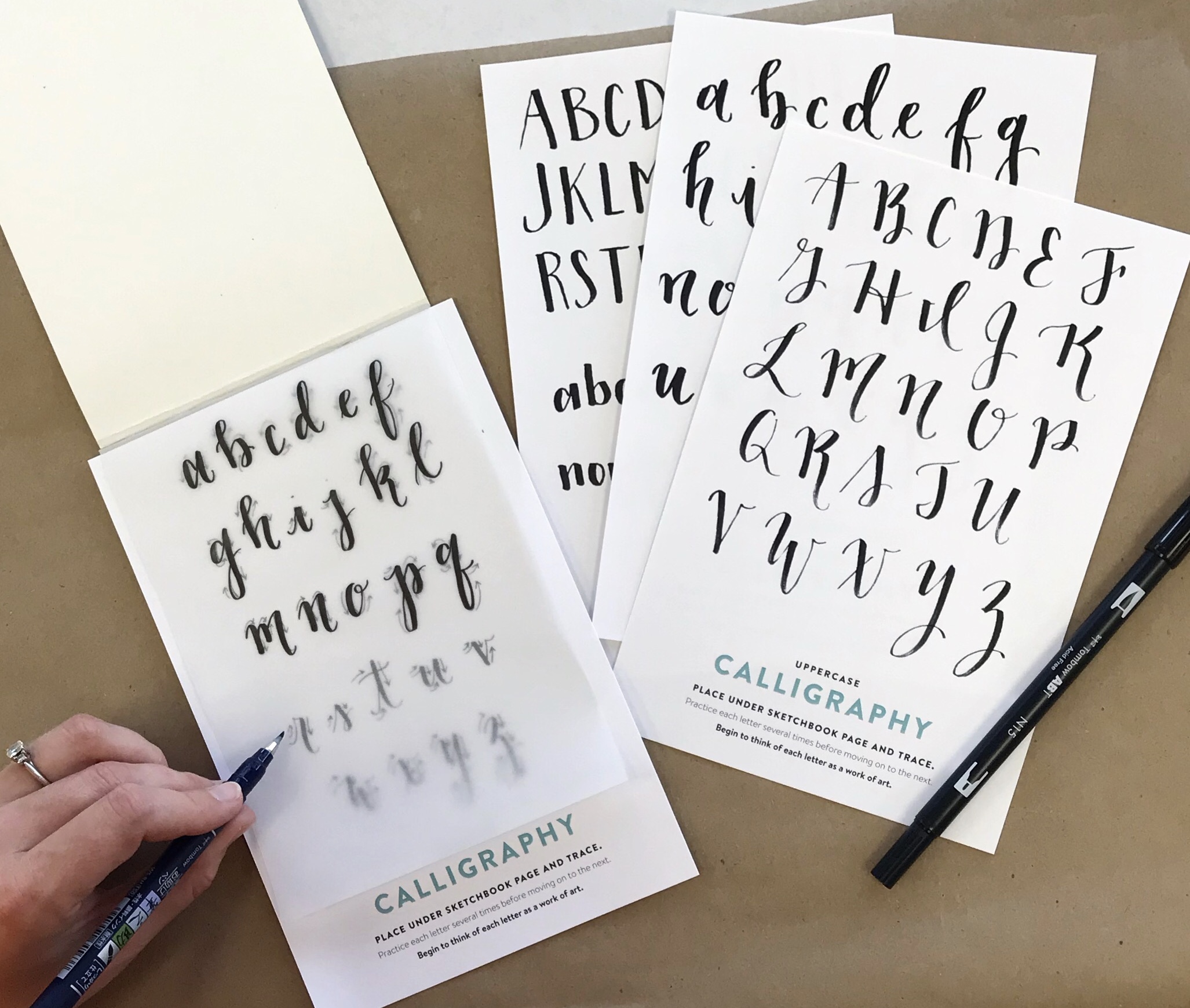 Brush Lettering Calligraphy Set with Book and Pens — Wildflower Art Studio